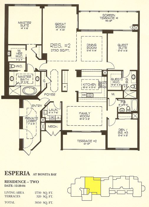Esperia South original Residence Two floor plan