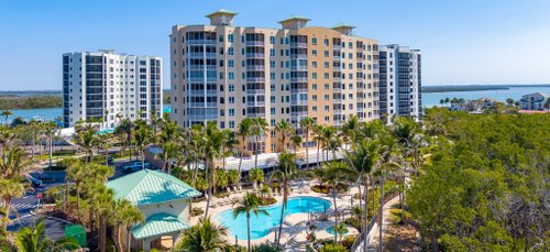 Manatee Bay building and pool setting