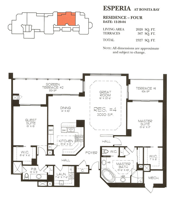 Esperia South original Residence Four floor plan